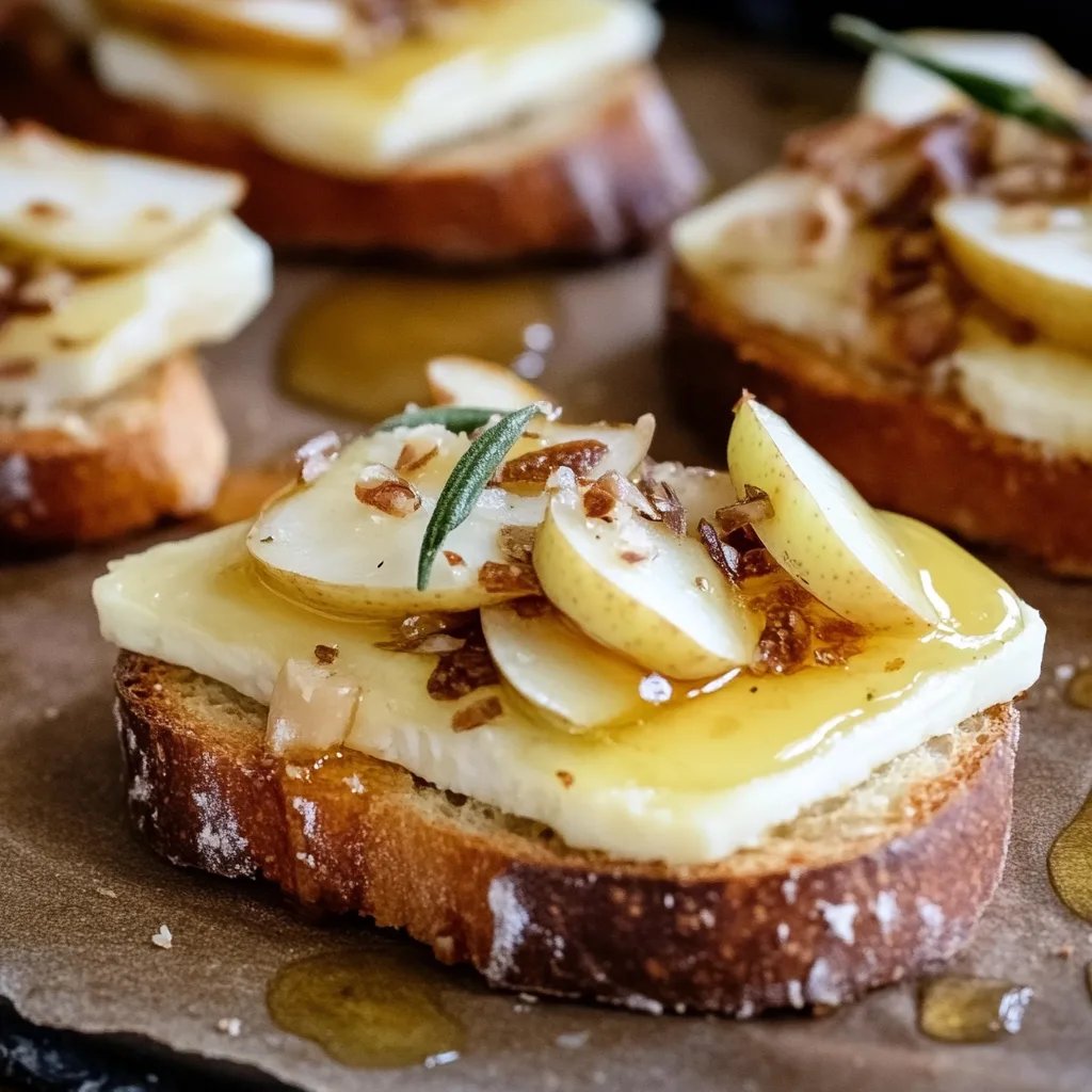 Brie, Apple, and Honey Crostini
