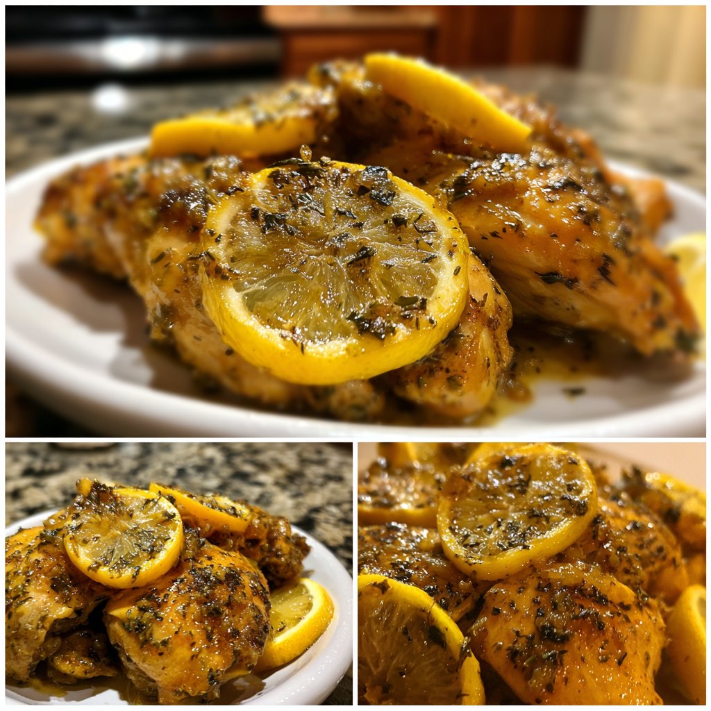Easy Slow Cooker Lemon Garlic Chicken