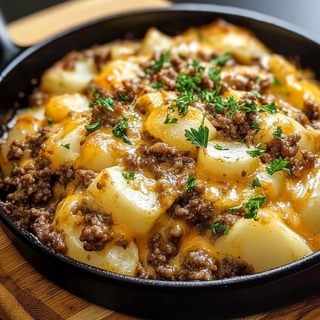 Cheesy Ground Beef & Potato Casserole (One-Pan Dinner!)