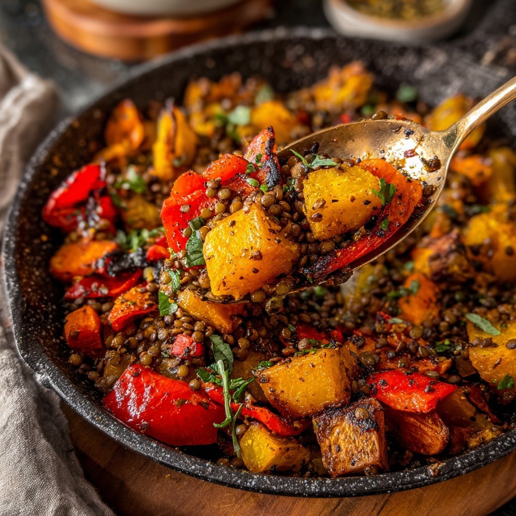 Roasted Veggie Lentil Skillet