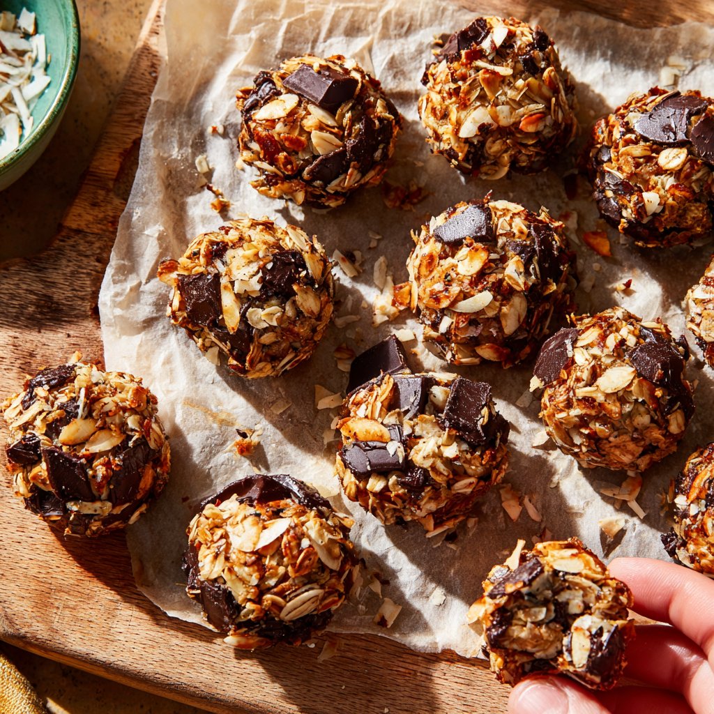 Chocolate Almond Coconut Granola Bites