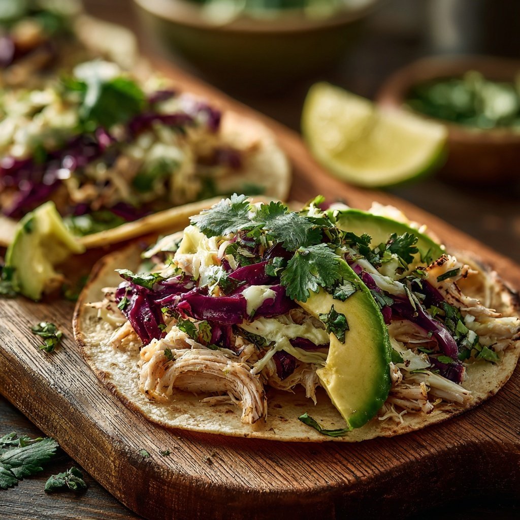 Shredded Chicken Tacos With Lime Slaw