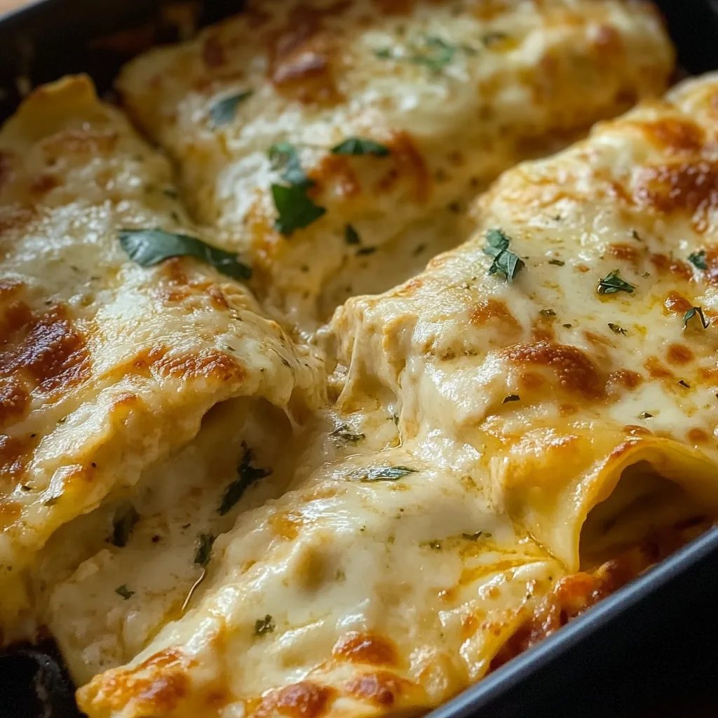 Chicken Alfredo Lasagna Rolls