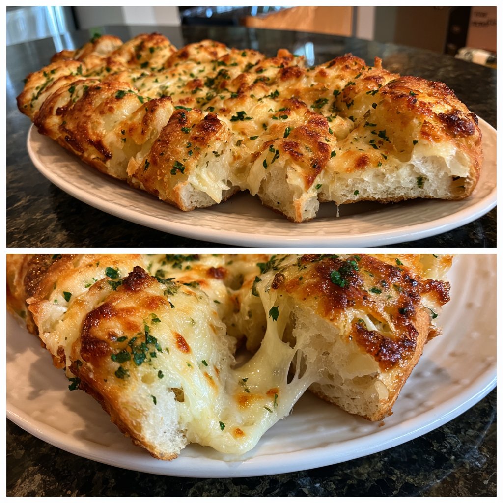 Super Bowl Appetizer Cheesy Garlic Bread