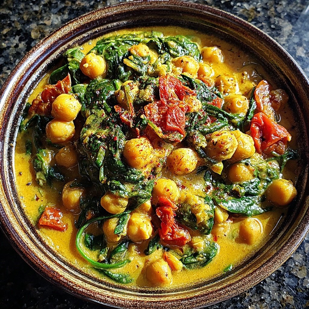 Healthy Dinner Chickpea Spinach Curry